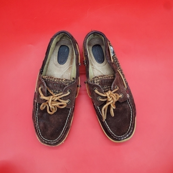 Sperry Top Siders Womens 7.5 Dark Brown Leather Boat Shoes - Picture 7 of 14